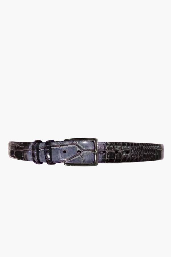 Italian Leather Crocodile Stamped Belt