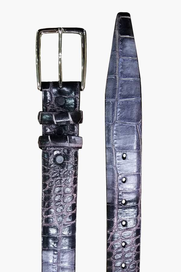 Italian Leather Crocodile Stamped Belt