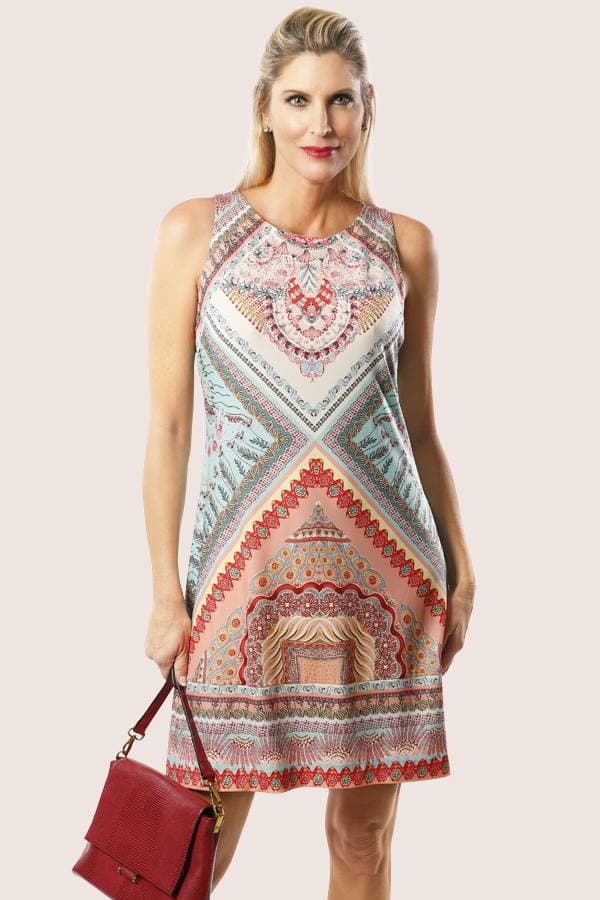 Dress S/L Printed Multi Aline