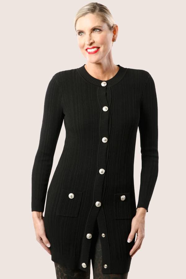 Long Knit Cardigan W/Buttons