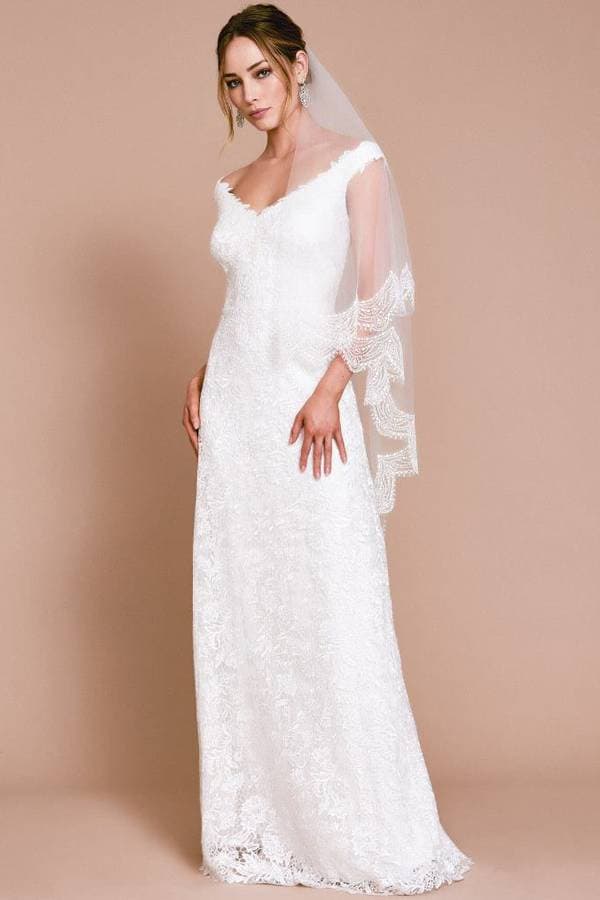 Beaded Gown with Pearl Lace