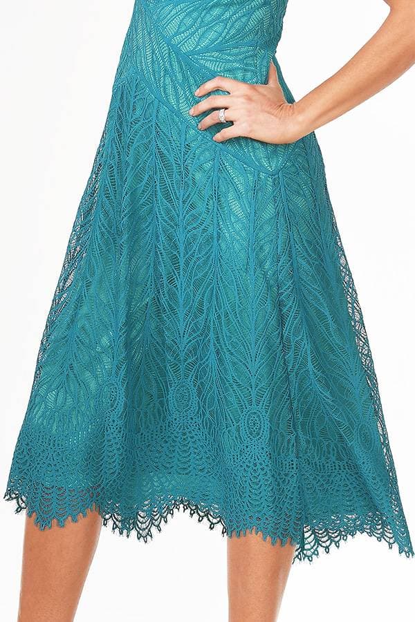 Lace Vneck Peacock Cocktail dress