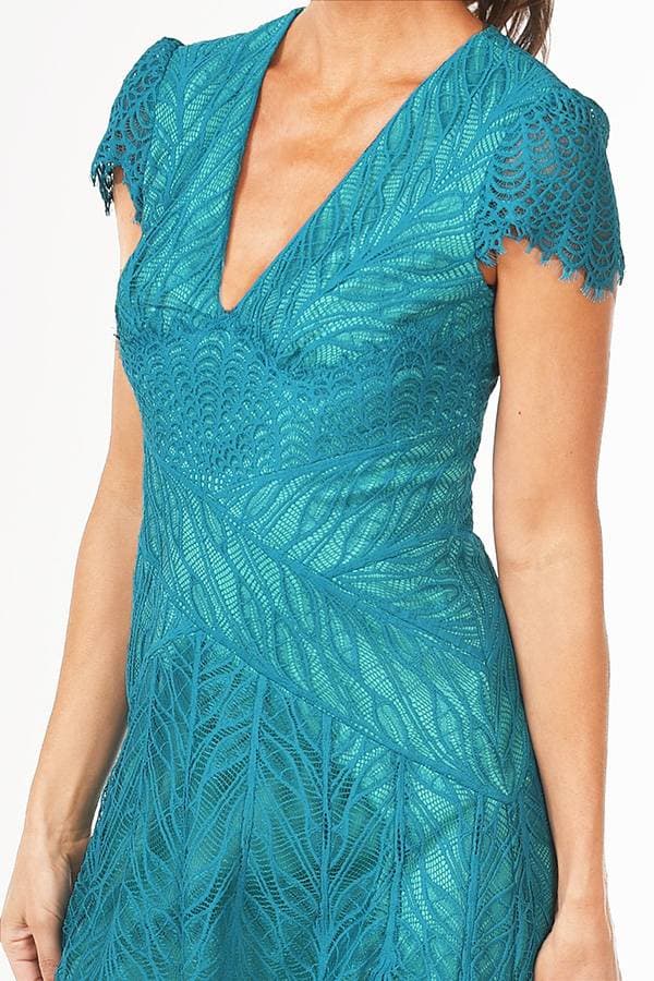 Lace Vneck Peacock Cocktail dress