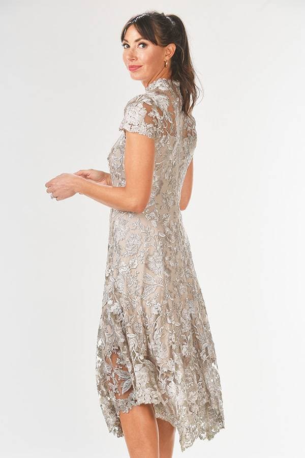 Lace Cocktail Dress with Hanky Hem