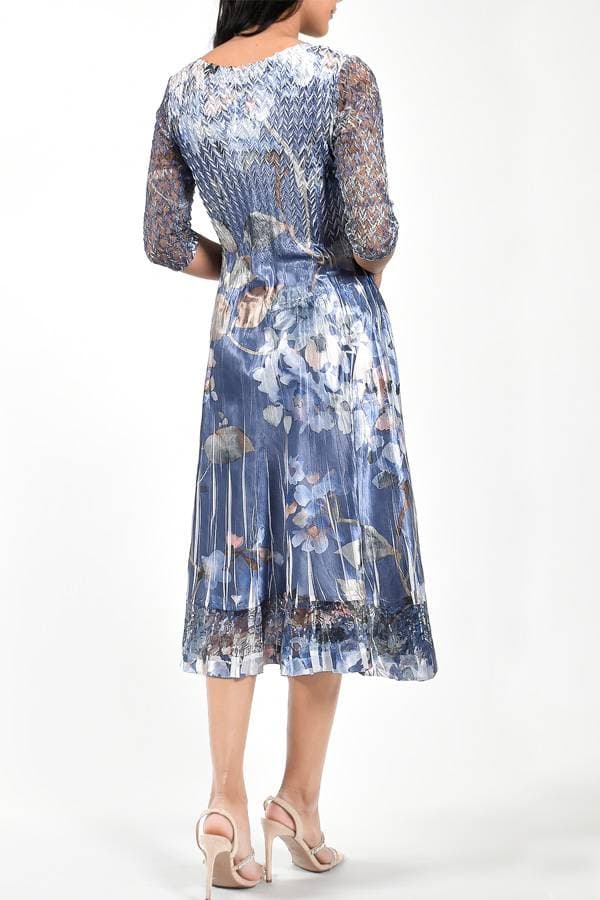 V-neckline 3/4 Sleeve Floral Dress | Komarov Dress