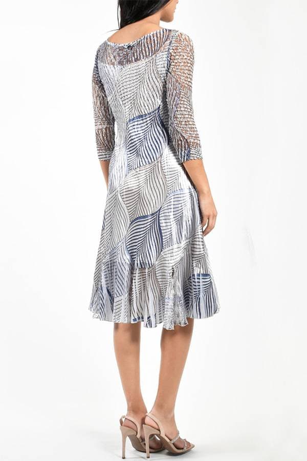 Geo Leaf Print Illusion Neckline Dress | Komarov Dress