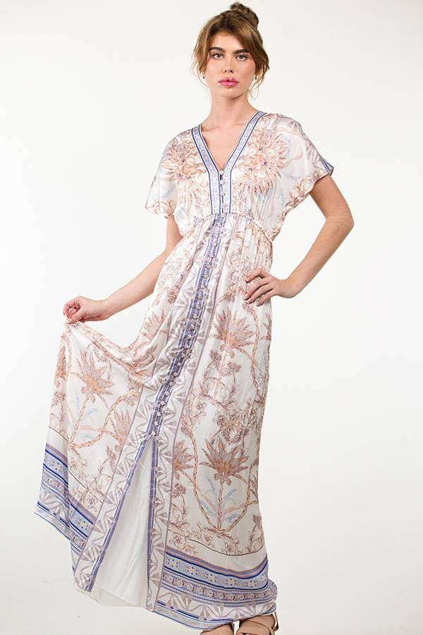 Charmeuse Maxi Print Dress
