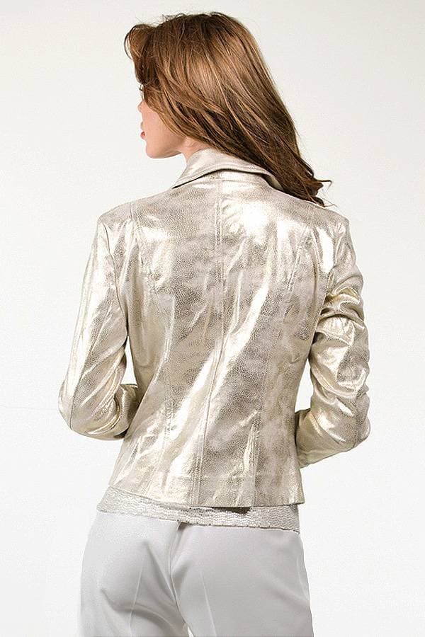 Jacket Moto Vegan Metallic Gold