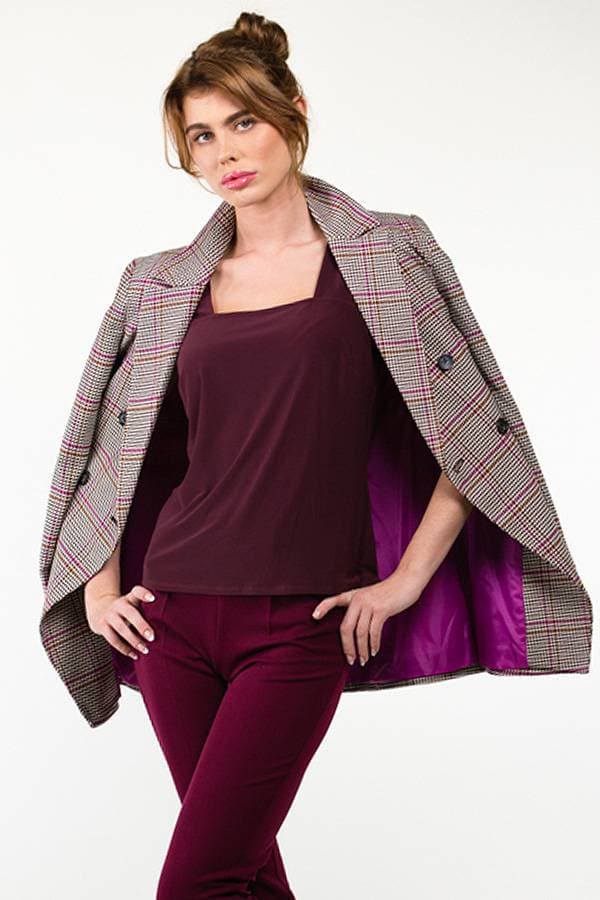 Long Plaid Blazer