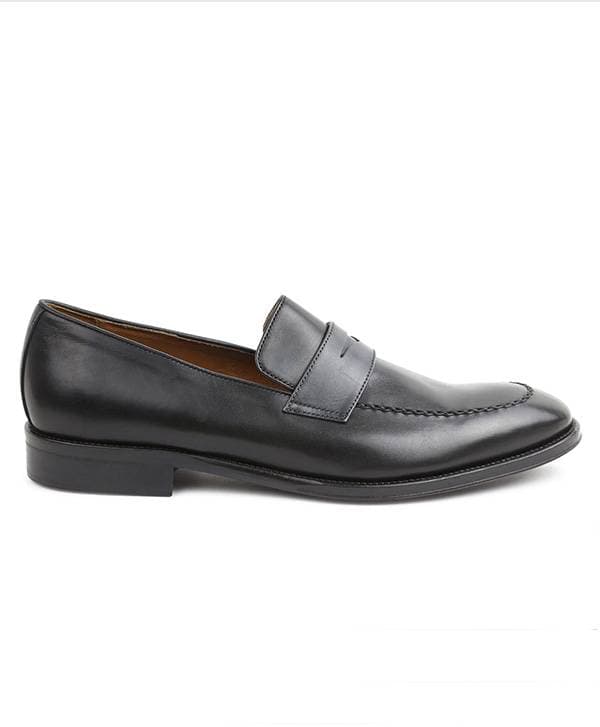 Burnished Penny Loafer - Black/Dark Grey