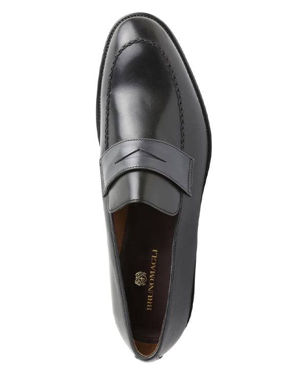 Burnished Penny Loafer - Black/Dark Grey