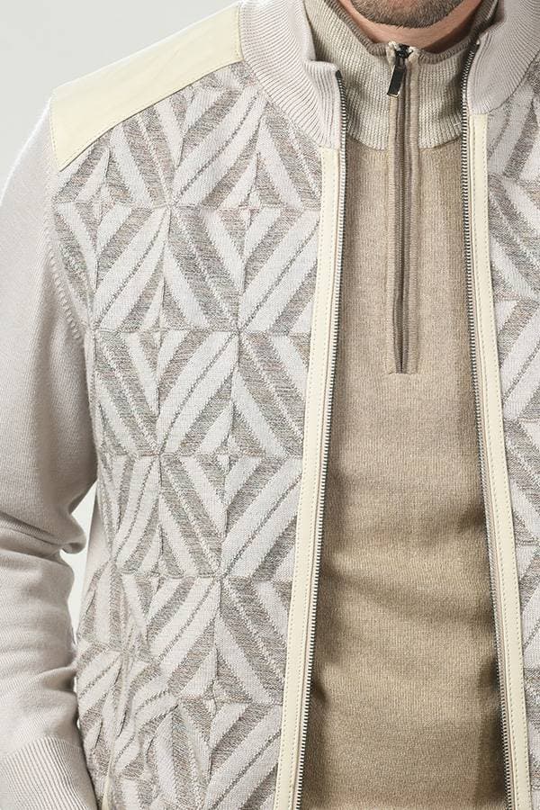Zip Mock Sweater with Leather