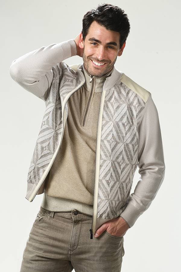 Zip Mock Sweater with Leather
