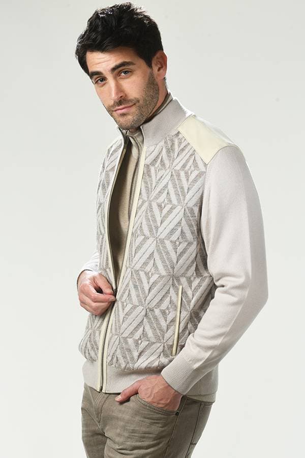 Zip Mock Sweater with Leather