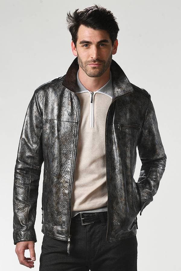Mottled Silver/Bronze Leather Jacket