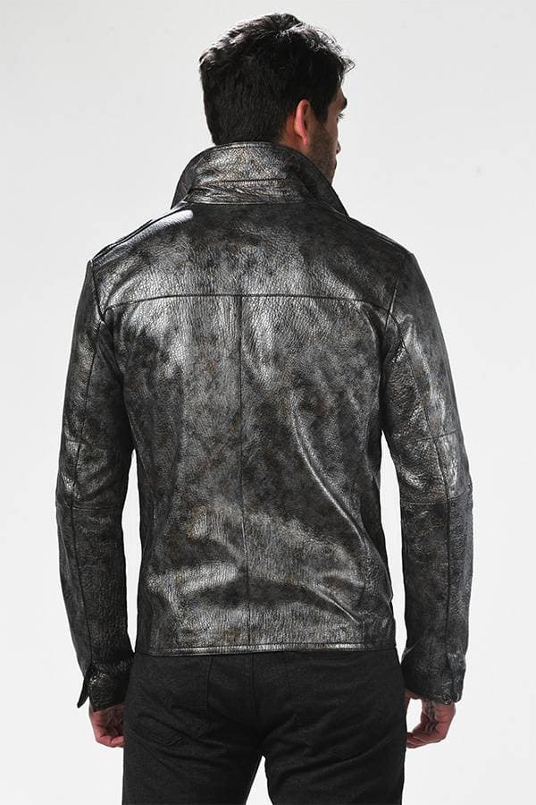 Mottled Silver/Bronze Leather Jacket