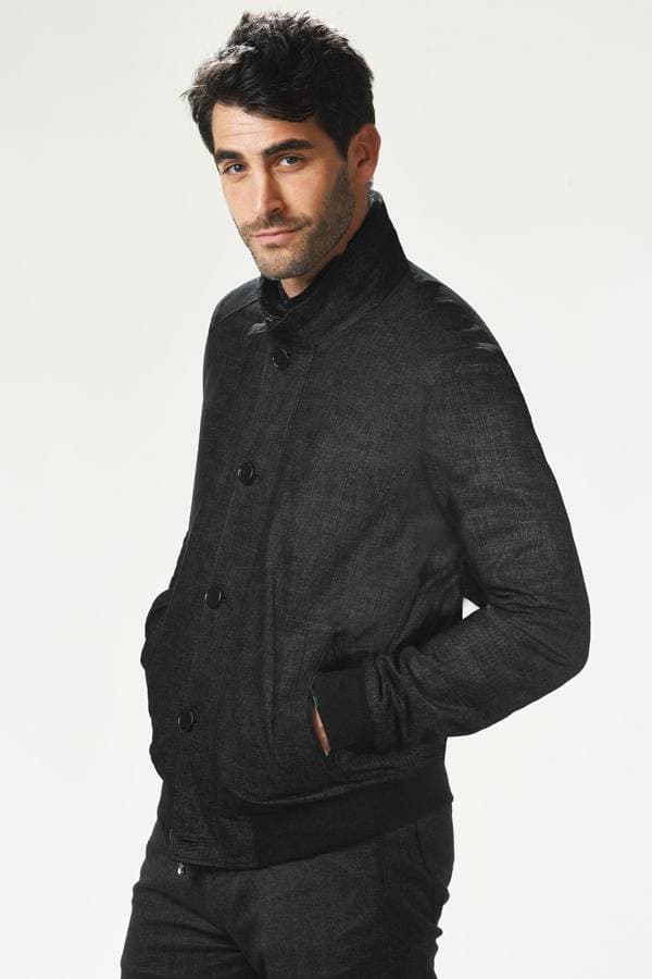 Zippered Jacket with Shearling Collar
