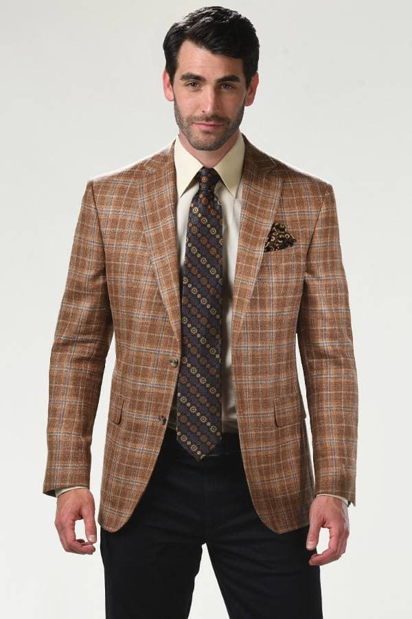 Jacket: 34% Silk, Linen/Wool Blend, Plaid Pattern