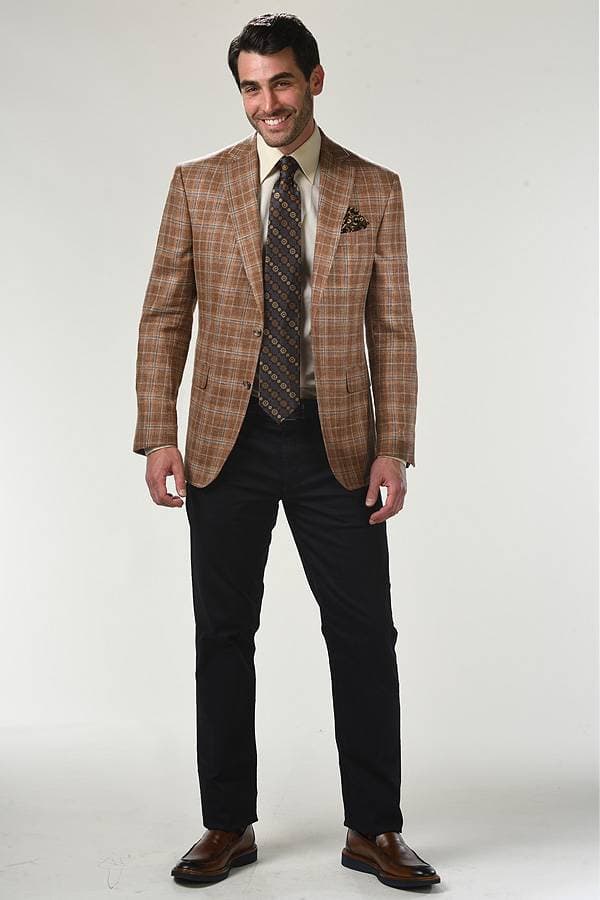 Jacket: 34% Silk, Linen/Wool Blend, Plaid Pattern