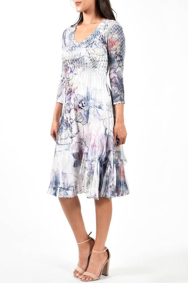 Chiffon Plisse Floral Dress | Komarov Dress