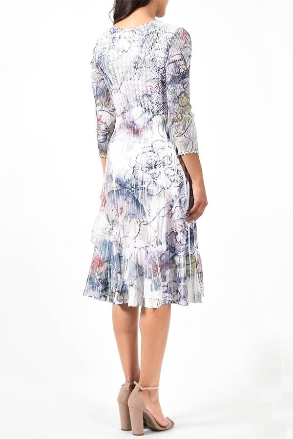 Chiffon Plisse Floral Dress | Komarov Dress