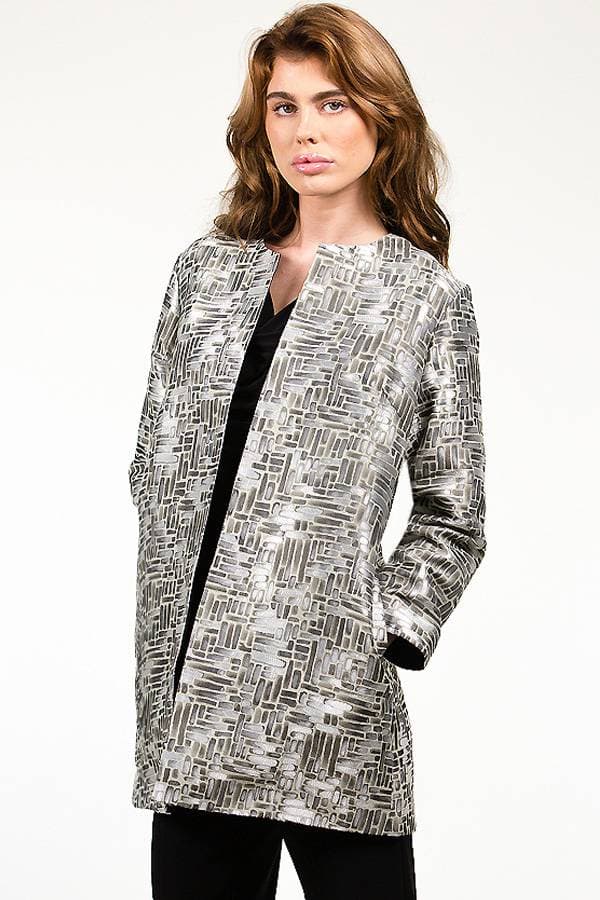 Basket Weave Printed Jacquard Jacket