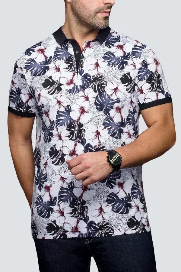 Shirt Knit Floral Print Polo
