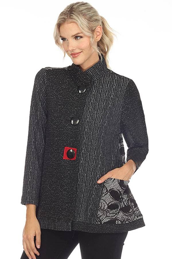Modern Shacket with Red Square Detail