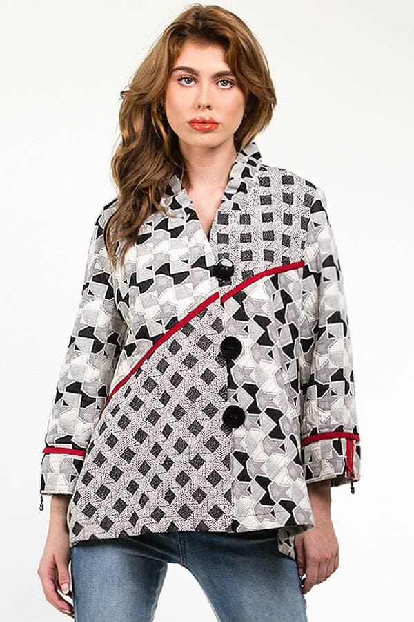 Black White Quilted Shacket