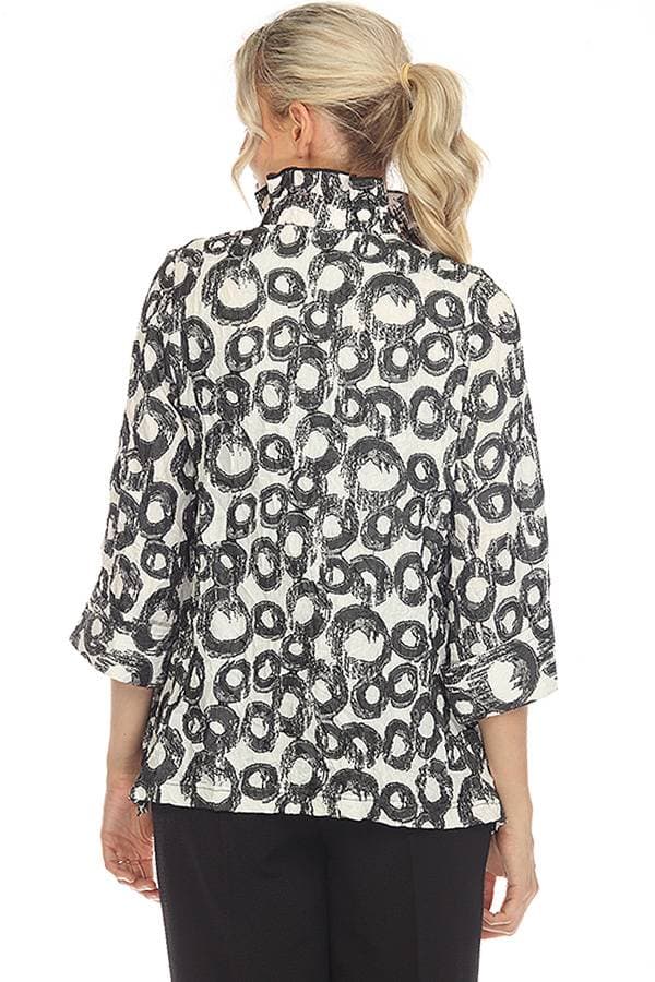 Circular Printed Shacket with Red Trim
