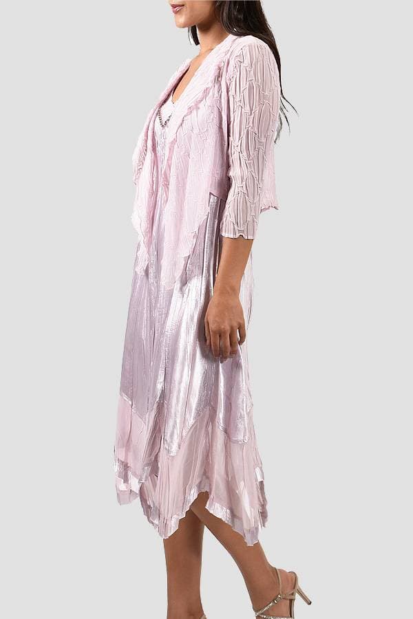 2pc Ensemble In Pink Lotus Charmeuse and Chiffon | Komarov Dress