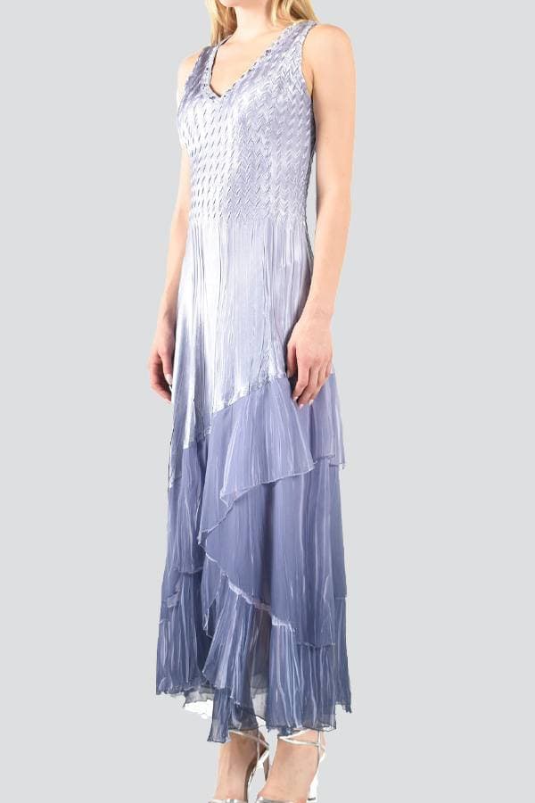 Maxi Dress in Lavender Ombre and Embellished Neckline | Komarov Dress