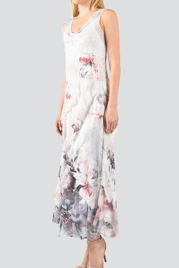 Sleeveless Chiffon Pastel Iris Print Dress | Komarov Dress