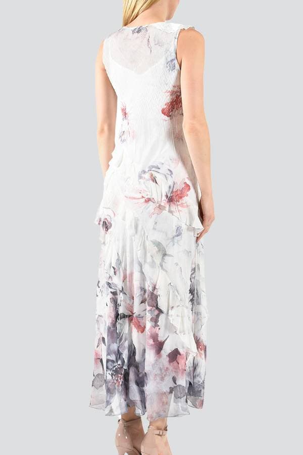 Sleeveless Chiffon Pastel Iris Print Dress | Komarov Dress