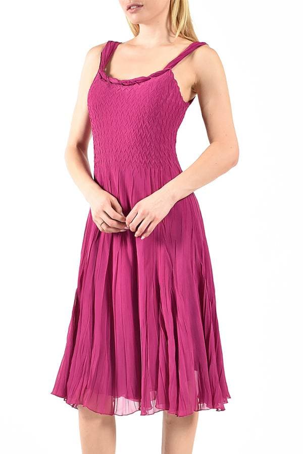 Magenta Chiffon Scarf Twist Dress | Komarov Dress
