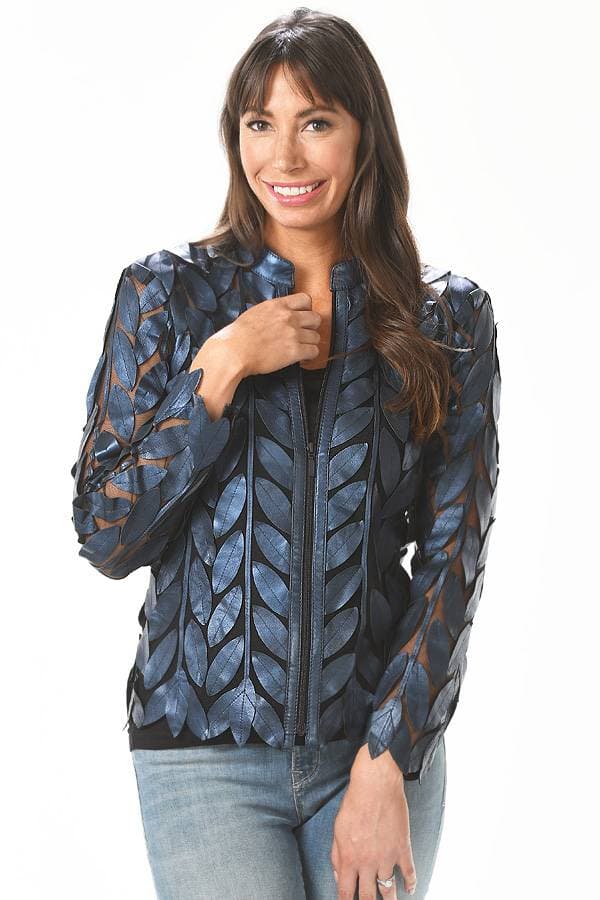 Leather Leaf Pearl Navy Jacket