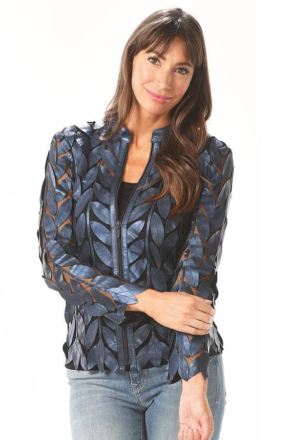 Leather Leaf Pearl Navy Jacket