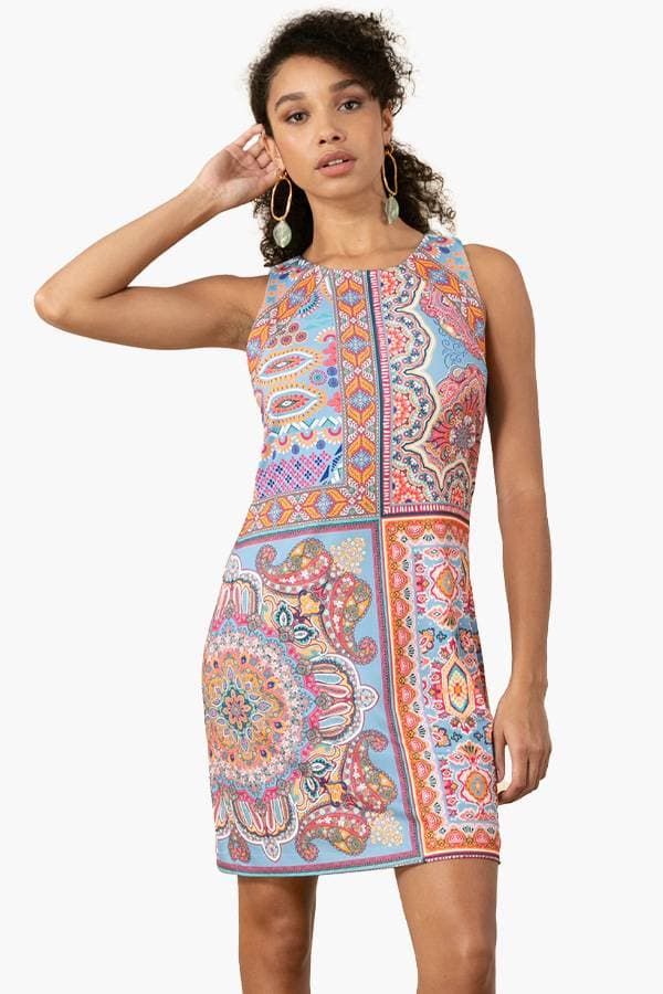 Multi Tile Print Dress