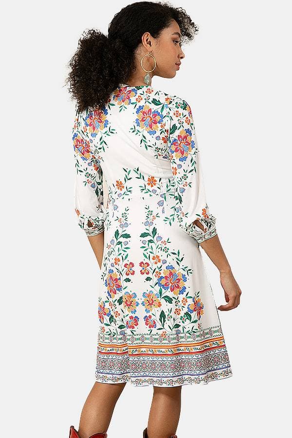 Floral Placement Print Midi Dress
