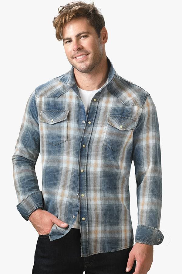 Shirt Plaid Washed Denim
