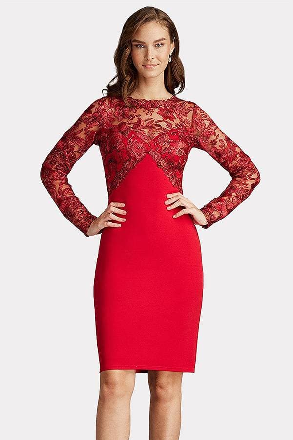A model wearing a Embroidery Red Cocktail Dress