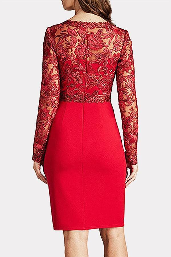 back view of a Embroidery Red Cocktail Dress