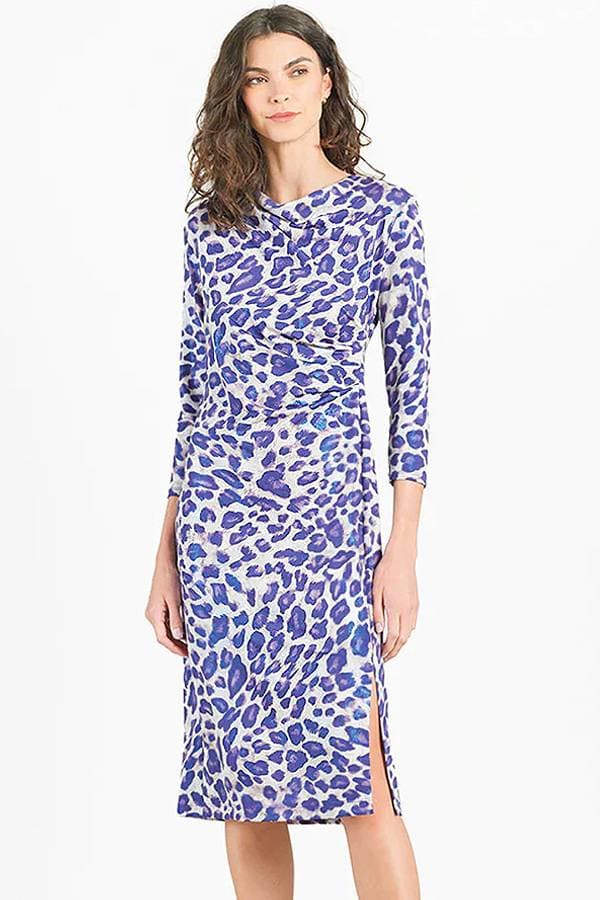 Rouched Purple Cheetah Dress