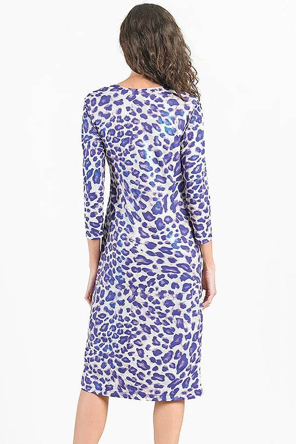 Rouched Purple Cheetah Dress