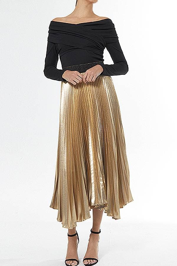 Pleated Gold Shimmer Skirt