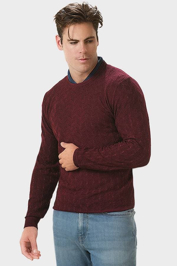 Crew Neck Chevron Stripe Merino Sweater