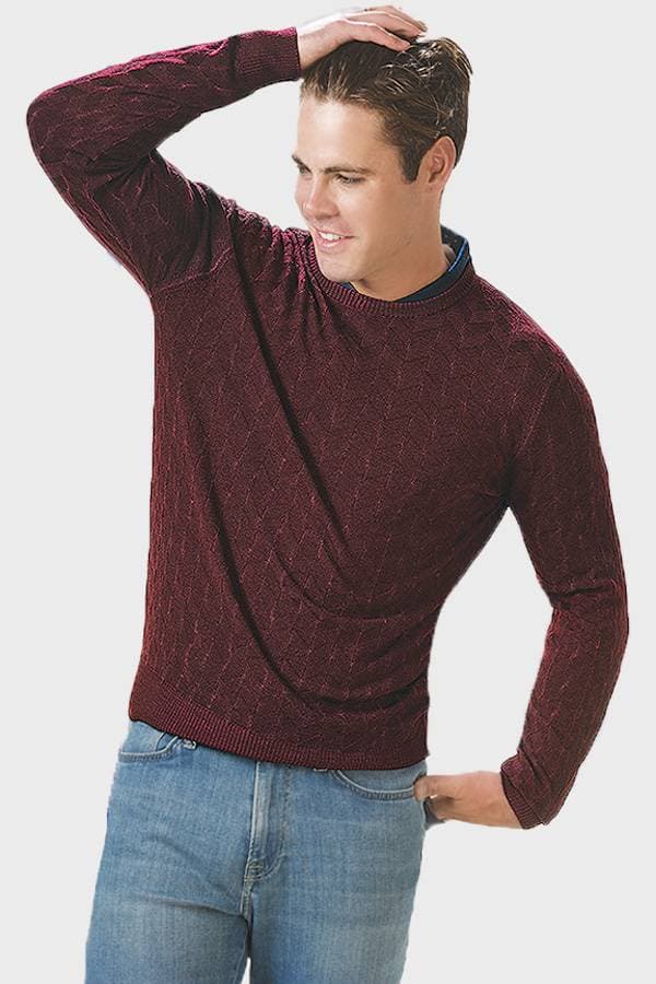 Crew Neck Chevron Stripe Merino Sweater