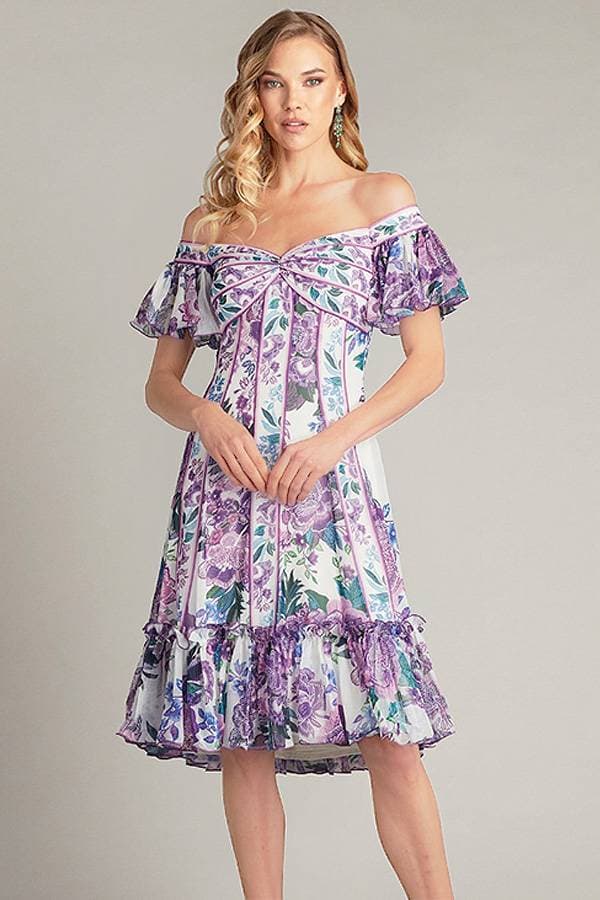 Off-The-Shoulder Floral Cocktail Dress