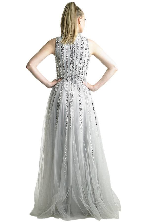 Silver Stripe Sequin Gown