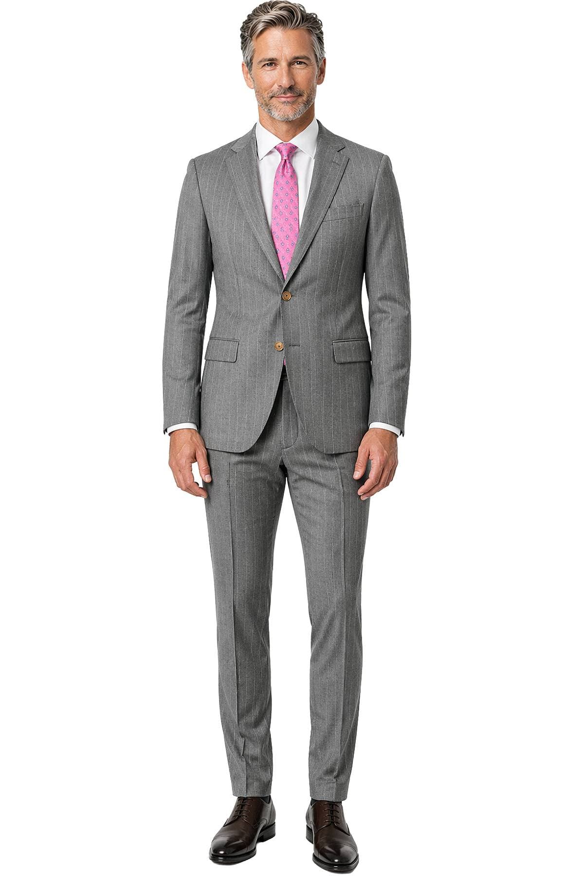 Gray Cigar Stripe Suit | Men's - 3785.00 - Main product view